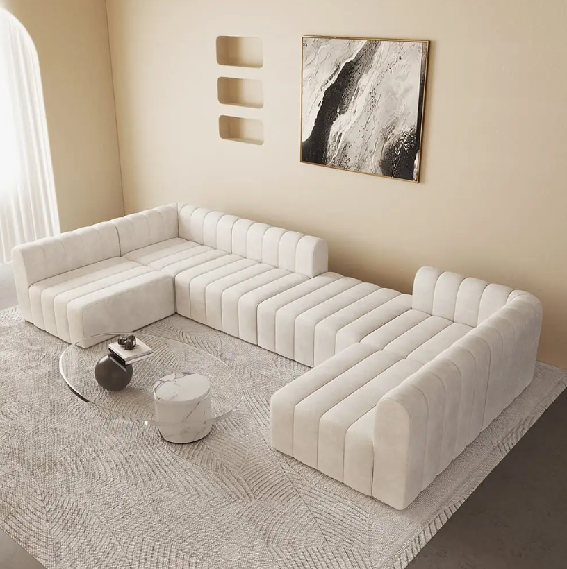 Comfynest Modern U-Shaped Sofa – Spacious, Elegant, and Comfortable Seating