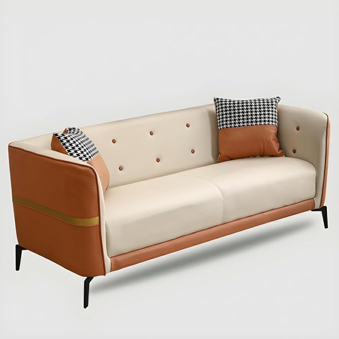 Comfynest Modern Tufted Faux Leather Sofa with Tuxedo Arm, Water-Resistant Design, 144.78 x 68.58 x 66.04 cm – 3-Seater (2-Seater)