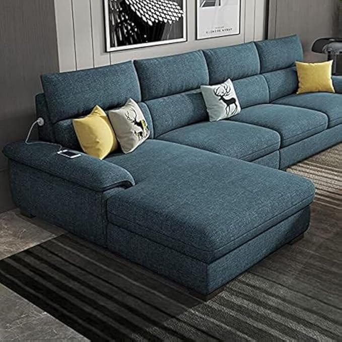 GOOD LUCK Overstuffed Wooden Frame Sofa Set (Turquoise)