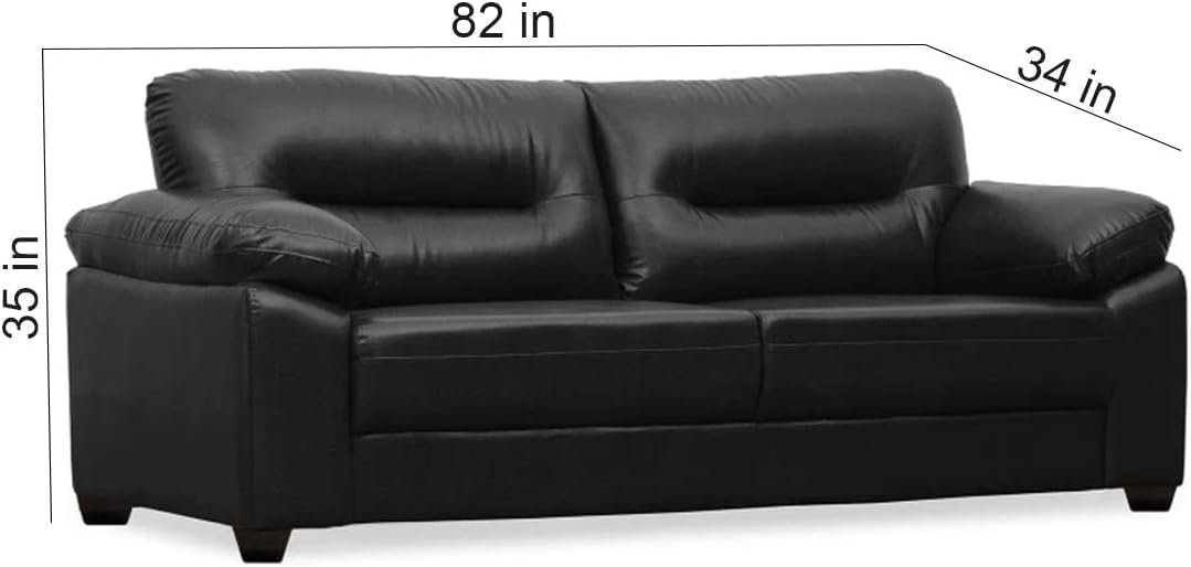 Comfynest Honbaro Leatherette Modular 3+2 Sofa Set (Black)