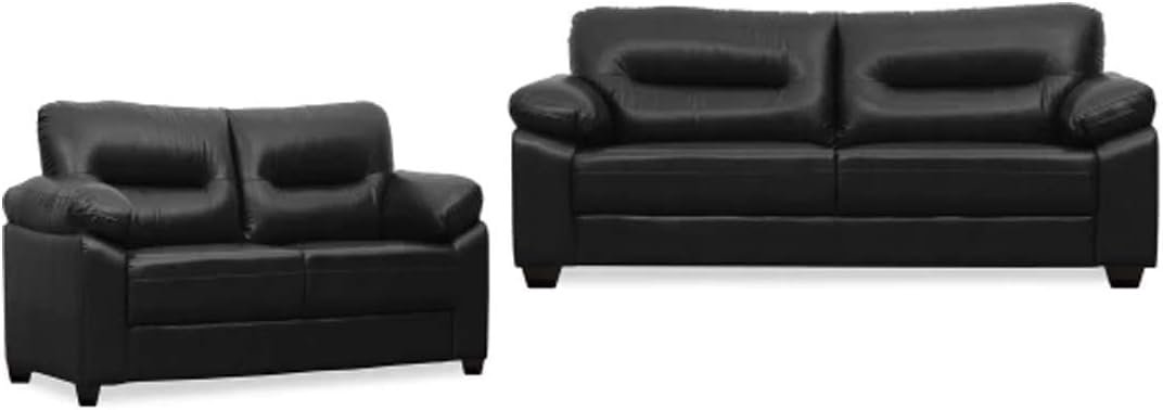 Comfynest Honbaro Leatherette Modular 3+2 Sofa Set (Black)