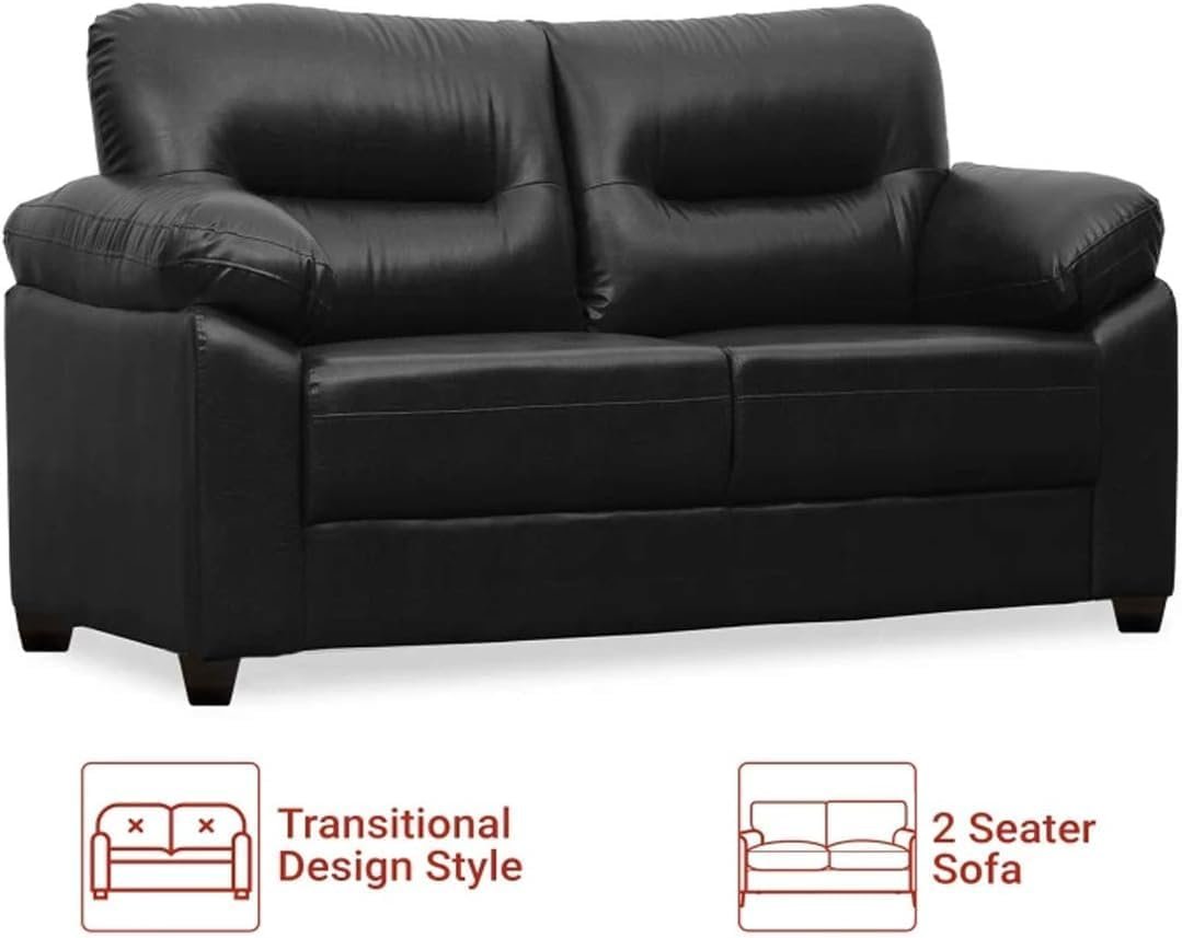 Comfynest Honbaro Leatherette Modular 3+2 Sofa Set (Black)