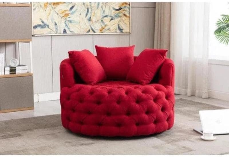Comfynest Button Tufted Swivel Accent Chair – Modern Upholstered Lounge Chair for Living Room or Bedroom