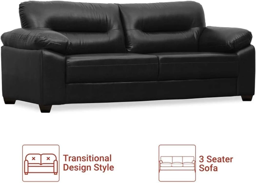 Comfynest Honbaro Leatherette Modular 3+2 Sofa Set (Black)