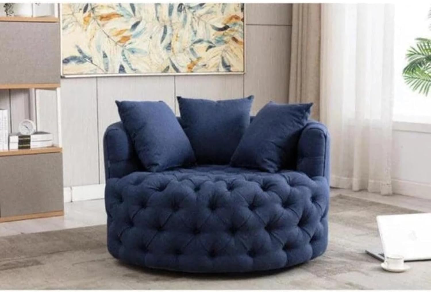 Comfynest Button Tufted Swivel Accent Chair – Modern Upholstered Lounge Chair for Living Room or Bedroom