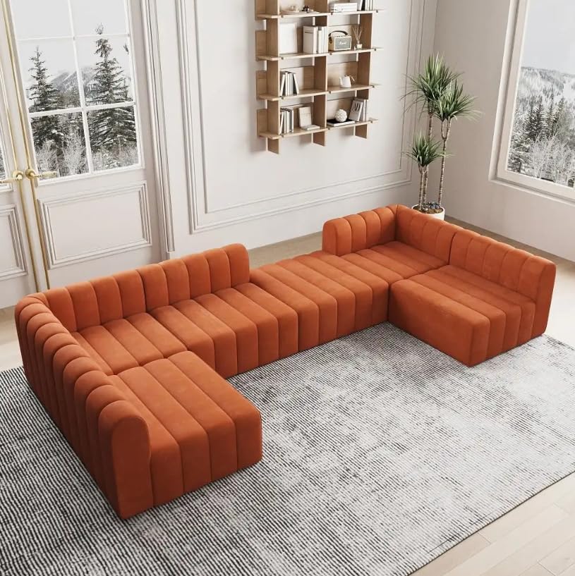 Comfynest Modern U-Shaped Sofa – Spacious, Elegant, and Comfortable Seating