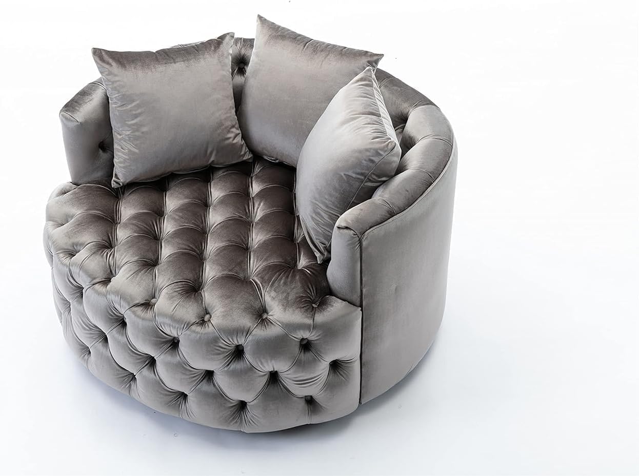 Comfynest Button Tufted Swivel Accent Chair – Modern Upholstered Lounge Chair for Living Room or Bedroom