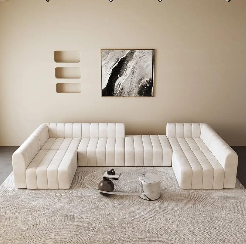 Comfynest Modern U-Shaped Sofa – Spacious, Elegant, and Comfortable Seating