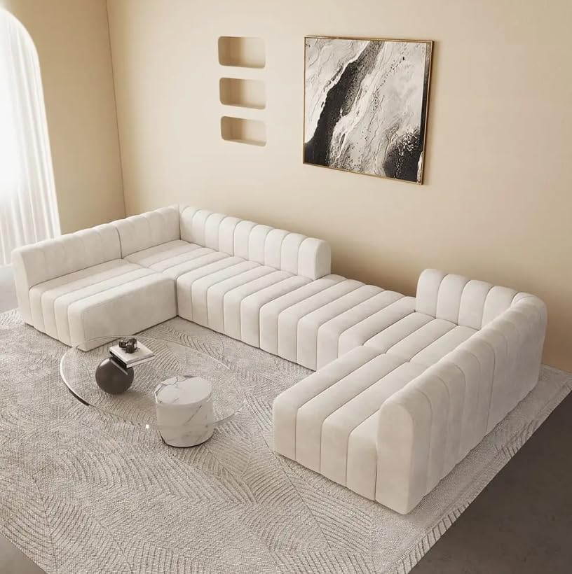Comfynest Modern U-Shaped Sofa – Spacious, Elegant, and Comfortable Seating