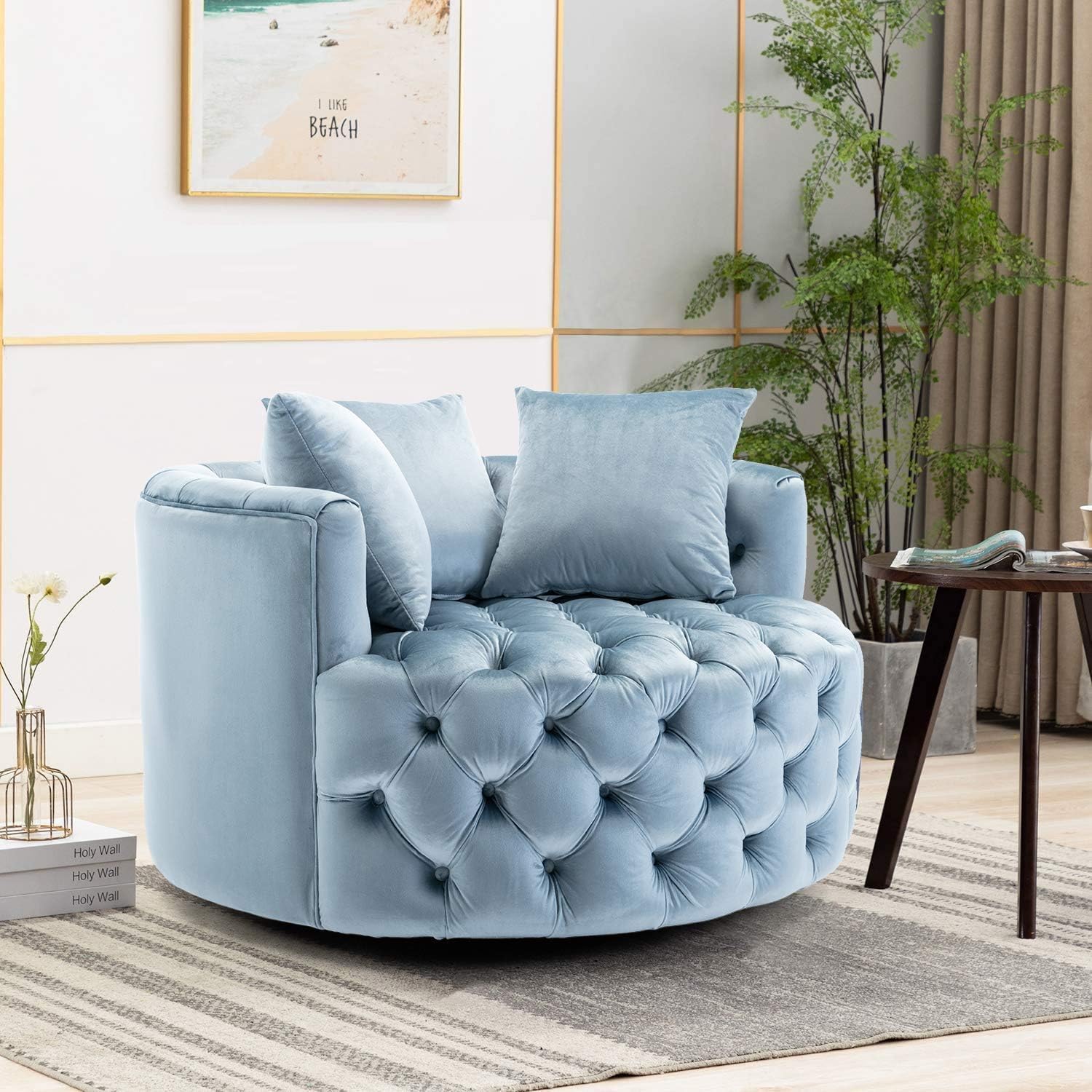Comfynest Button Tufted Swivel Accent Chair – Modern Upholstered Lounge Chair for Living Room or Bedroom