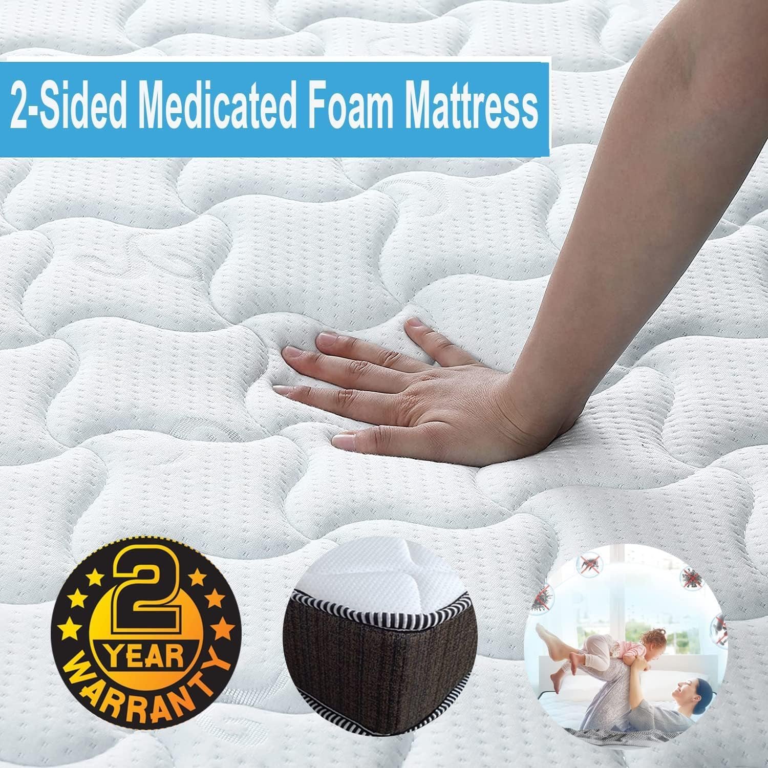 Comfynest Orthomedical Plus Comfopedic Series Premium Mattress – Medium Firm Feel, 12cm Thick, UK Super King Size (180 x 200 cm)