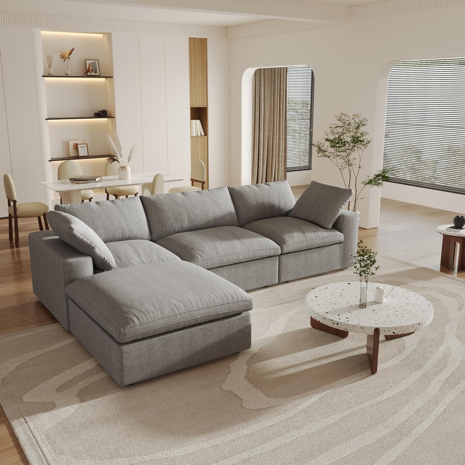 Cloud Modular Sectional Sofa Couch,120.45" L Shaped Convertible Couches with Storage Ottoman for Living Room,Minimalist Deep Sofa Couches,Sofa Covers Washable&Replaceable