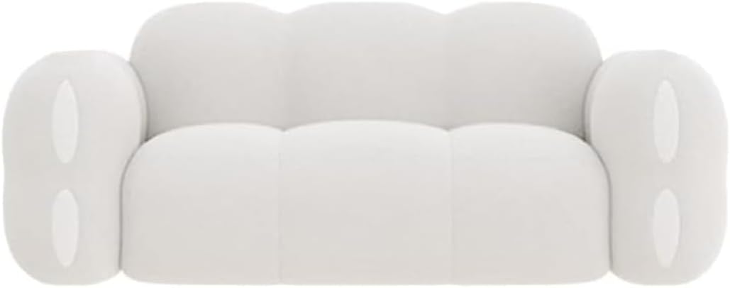 Comfynest Modern Sherpa Upholstered Sofa with Square Arms, Space-Saving, Comfortable Seating for Contemporary Interiors Off-White, Coffee, Yellow (Yellow, Large (215cmx88cmx80cm))