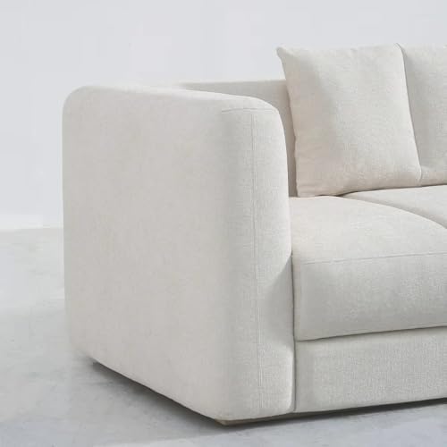 Modern L-Shape Sectional Sofa Set, Fabric Upholstered, Cream White, Minimalist Design for Home and Commercial Space