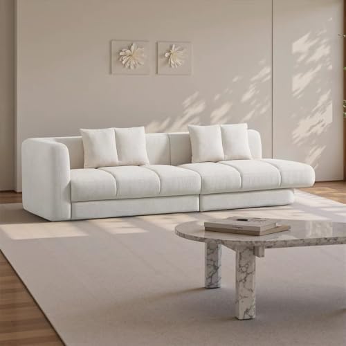 Modern L-Shape Sectional Sofa Set, Fabric Upholstered, Cream White, Minimalist Design for Home and Commercial Space