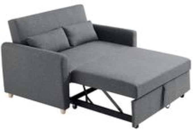 Comfynest 2-Seater Fabric Sofa Bed, Dark Grey - Convertible, Minimalist Design, Perfect for Modern Spaces (Grey)