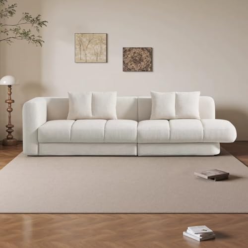 Modern L-Shape Sectional Sofa Set, Fabric Upholstered, Cream White, Minimalist Design for Home and Commercial Space