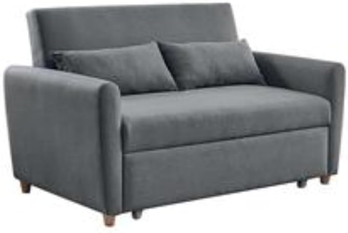 Comfynest 2-Seater Fabric Sofa Bed, Dark Grey - Convertible, Minimalist Design, Perfect for Modern Spaces (Grey)