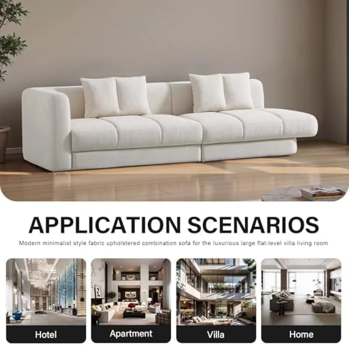 Modern L-Shape Sectional Sofa Set, Fabric Upholstered, Cream White, Minimalist Design for Home and Commercial Space