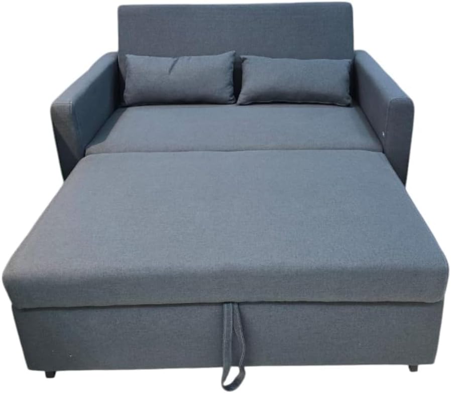 Comfynest 2-Seater Fabric Sofa Bed, Dark Grey - Convertible, Minimalist Design, Perfect for Modern Spaces (Bluish)