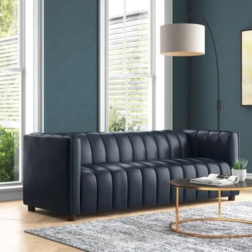 Luxury 3-Seater Modern Tufted Leather Sofa – Elegant Couch for Living Room, Office, Hall & Bedroom 81D x 199W x 73H Centimeter