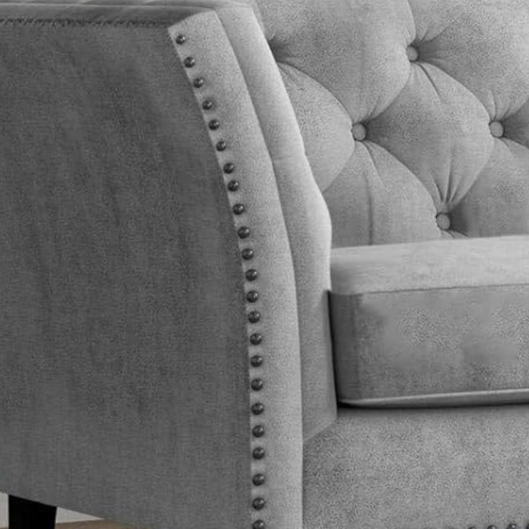 Comfynest Ansil Regal 2-Seater Sofa – 210x85x85 cm, Grey, Space-Saving, Solid Wood Frame, Minimalist Design for Living Rooms