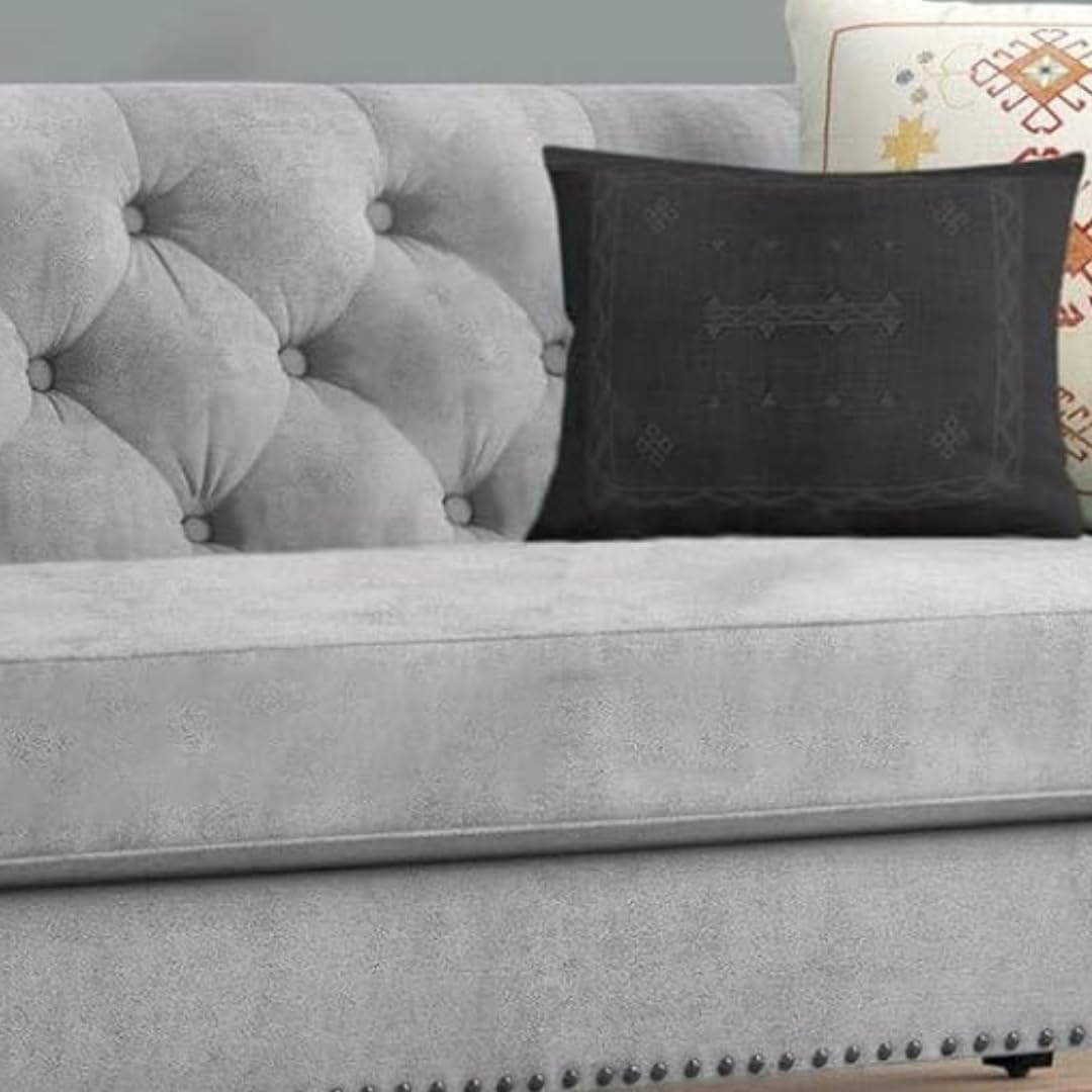 Comfynest Ansil Regal 2-Seater Sofa – 210x85x85 cm, Grey, Space-Saving, Solid Wood Frame, Minimalist Design for Living Rooms