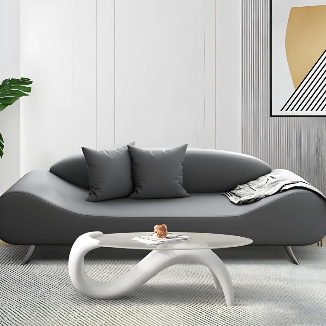 Comfynest Effortless Elegance Modern Wood Frame Sofa – Space-Saving 2-Seater with Cozy Foam Seat in Grey, Modern Loveseat (Large)
