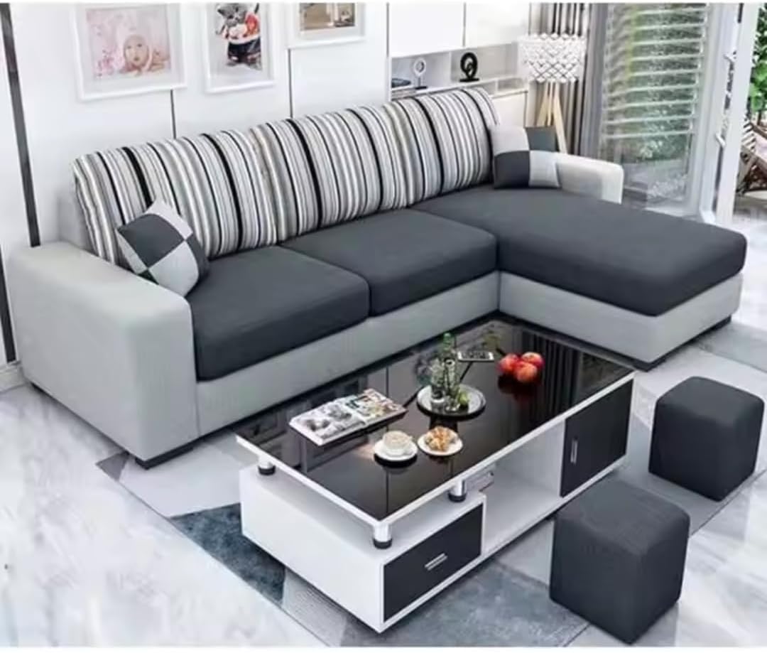 Comfynest Furniture 7-Seater Living Room Sectional Big Latex Sofa Velvet Cloth Sofas Set - Customizable Color, Modern Design (Small)