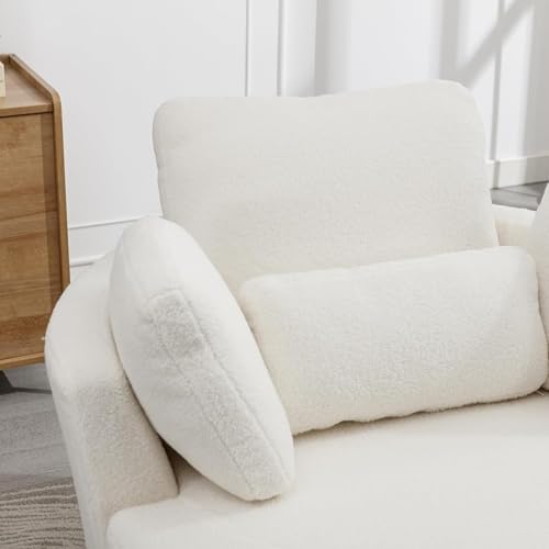 Comfynest Mosha Swivel Accent Sofa – 360° Upholstered Lounge with 4 Pillows