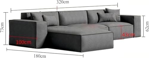 Comfynest L-Shape Velvet Sectional Sofa Luxury 320 x 180 x 62 cm, Modern Design, Indoor Use, Modular (Beige, Left Bed)