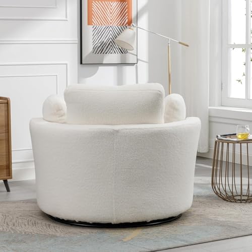 Comfynest Mosha Swivel Accent Sofa – 360° Upholstered Lounge with 4 Pillows