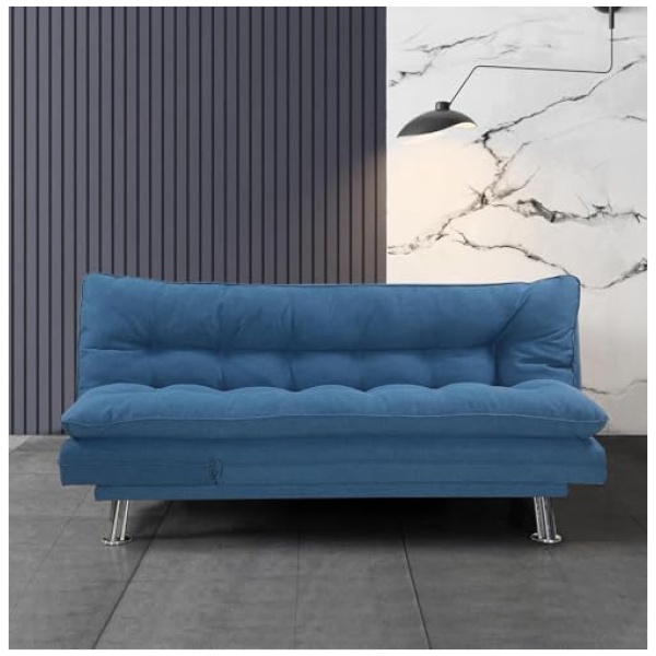 ComfyNest Sofa Cum Bed | Sleeping Fabric Sofa | 3-Seater Sofabed | Modern Design Living Room Sofa (Blue)