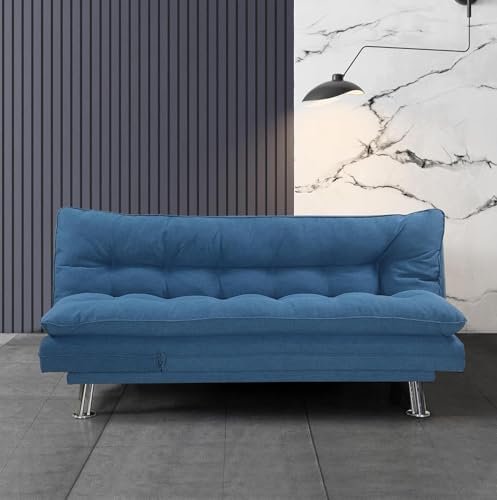 ComfyNest Sofa Cum Bed | Sleeping Fabric Sofa | 3-Seater Sofabed | Modern Design Living Room Sofa (Blue)