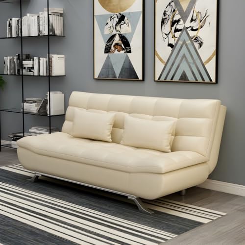 Modern Faux Leather Convertible Sleeper Sofa, 190.5 cm L x 85 cm W x 88 cm H, Armless, Multiple Colors Available