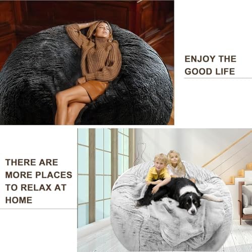 Comfynest Giant Bean Bag Chair, Modern Faux Fur Living Room Furniture, Removable Cover