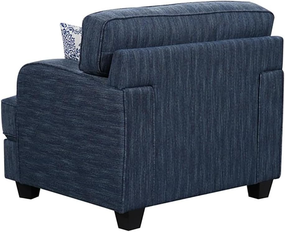Modern Single Seater Sofa, Blue Fabric Armchair, 90 x 100 x 94 cm, Wooden Frame