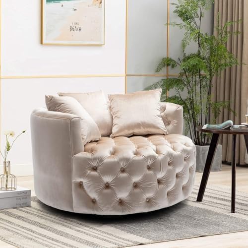 Comfynest Button Tufted Swivel Accent Chair – Modern Upholstered Lounge Chair for Living Room or Bedroom