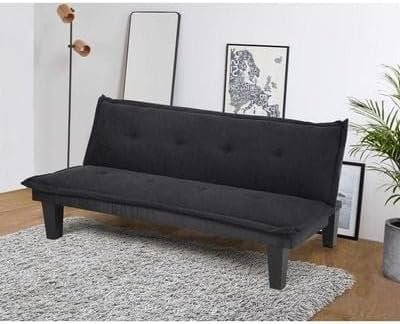 Comfynest Affordable 3-Seater Fabric Sofa Bed – Convertible Futon Couch with Wooden Legs, Tufted Upholstery & Adjustable Backrest – Modern Space-Saving Sofa cum Bed for Living Room