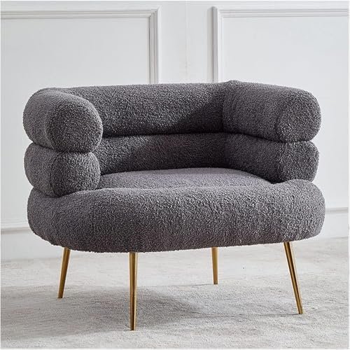 Comfynest Boucle Accent Chair, Modern U-Shape Armchair, White, Luxurious Upholstered Fabric, Living Room Bedroom Office Seating, Contemporary Style, 75x56x48 cm