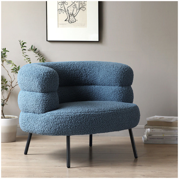 Comfynest U-Shaped Bouclé Accent Chair | Round Design | Modern Plush Seating | Stylish Lounge Chair | Multiple Colors Available | Living Room, Bedroom & Office 88x72x62cm