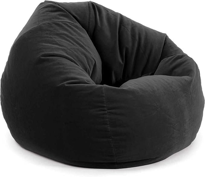Luxury Luxe Bean Bag Chair – Black Velvet Lounger, X-Large Soft & Comfortable, Indoor/Outdoor, Lightweight with Thermoballs, Teardrop Shape, Perfect for Adults – 85x85x110 cm (Black)