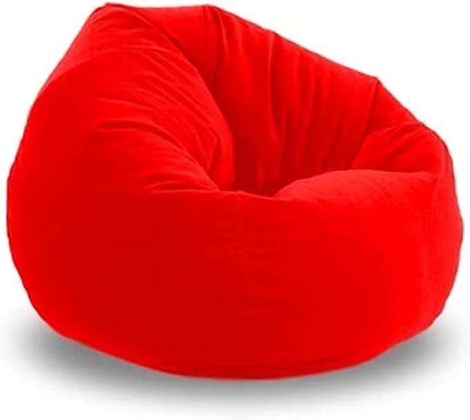 Luxury Luxe Bean Bag Chair – Black Leather Lounger, X-Large Soft & Comfortable, Indoor/Outdoor, Lightweight with Thermoballs, Teardrop Shape, Premium PVC, Perfect for Adults – 85x85x110 cm (Red)