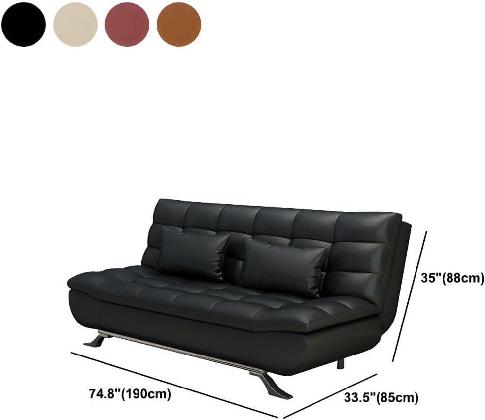 Comfynest Sofa Bed – Modern Faux Leather Convertible Sleeper – Multifunctional Futon Sofa – Space-Saving Design – Easy-to-Clean Upholstery for Small Apartments & Guest Rooms