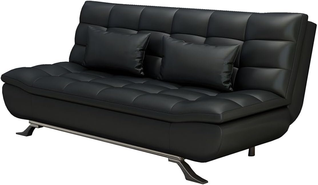 Comfynest Sofa Bed – Modern Faux Leather Convertible Sleeper – Multifunctional Futon Sofa – Space-Saving Design – Easy-to-Clean Upholstery for Small Apartments & Guest Rooms