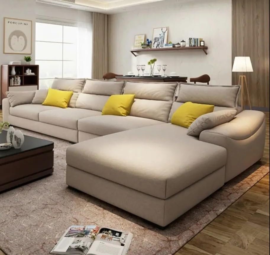 Comfynest Beech Wood L-Shape Sofa – Velvet Upholstery | Spacious 75×170×300×85 cm – Modern Living Room Furniture – Comfortable & Stylish Lounge Seating (LEFT BED)