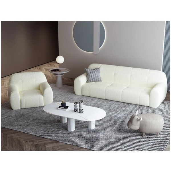 Comfynest Bouclé Bliss 3-Seater Sofa & Accent Chair Set | Elegant Plush Comfort | Modern Bouclé Fabric Upholstery | Sturdy Frame & Durable Construction | Stylish Complete Living Room Furniture Buy Online at Best Price in UAE - Amazon.ae