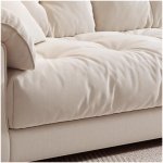 Comfynest Minimalist Sofa Couch – Cream Upholstered Tufted Back Sofa with Pillow Top Arms & Concealed Support | Available in 3, 4, and 5-Seater Options