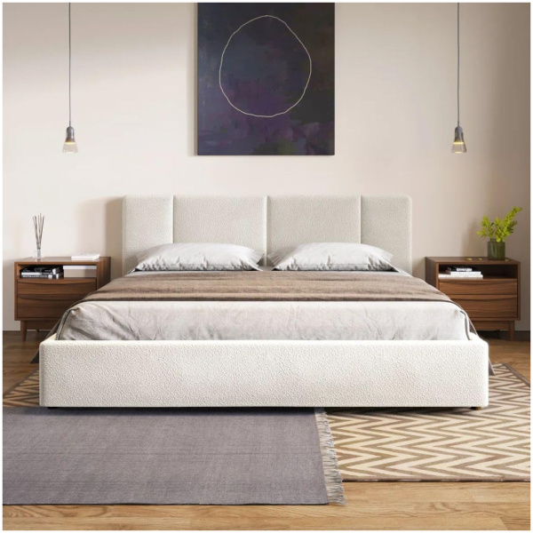 Comfynest Upholstered Platform Bed with Padded Headboard - No Box Spring Needed, Wood Slat Support, Modern Bedroom Furniture