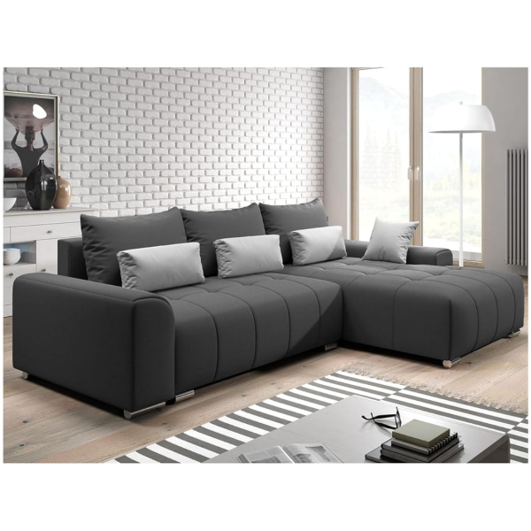 Comfynest Corner Sectional Sofa Set - Modern Space-Saving Right-Hand Design, Dark Grey Upholstery, No Assembly Required, 3-Seater for Living Room